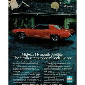 1972 Plymouth Satellite Automobile Vintage Print Ad (L22)